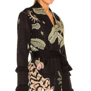 New Haley Menzies Drinking Tiger Jacquard Sweater, Black, Size M